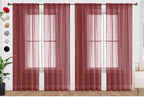 SpaceDresser Burgundy Sheer Curtains 4 Panels Rod Pocket Semi-Sheer Curtain 45 by SpaceDresser