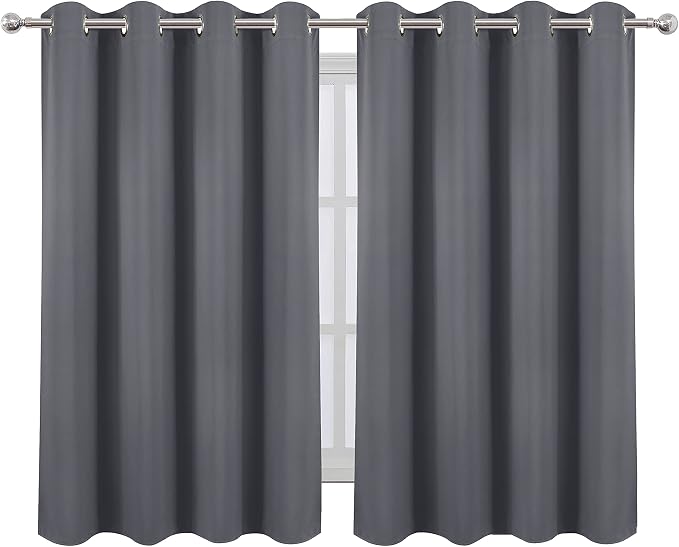 LEMOMO Grey Thermal Blackout Curtains/52 x 54 Inch/Set of 2 Panels Room - Image 2