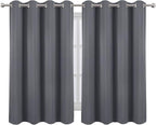 LEMOMO Grey Blackout Curtains/52 x 45 Inch/Set of 2 Panels Room Darkening Short - Image 2