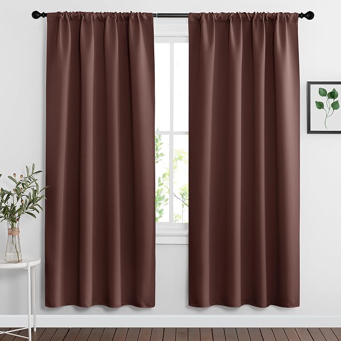 RYB HOME Blackout Curtains for Bedroom Living Room 63 inches Long, Thermal by RYBHOME