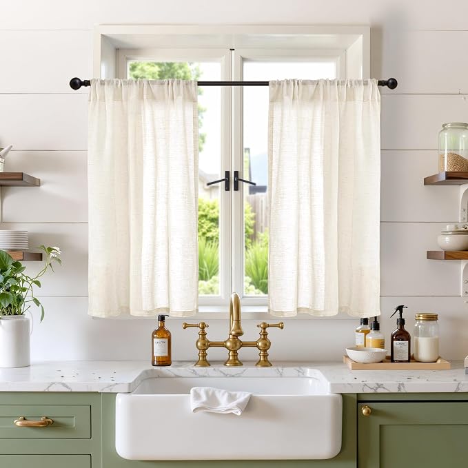 BGment Linen Kitchen Window Curtains Over Sink by BGment
