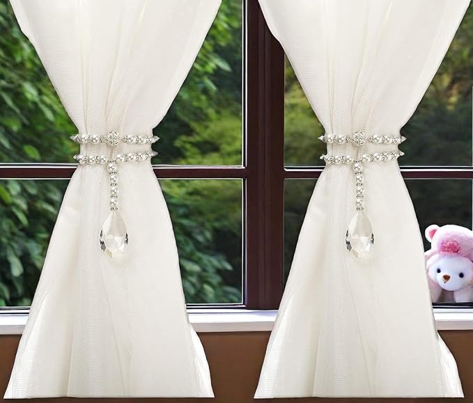 SUQ I OME 1 Pair of Luxury Pearl Beaded Magnetic Curtain Tieback and Holdback - Image 4