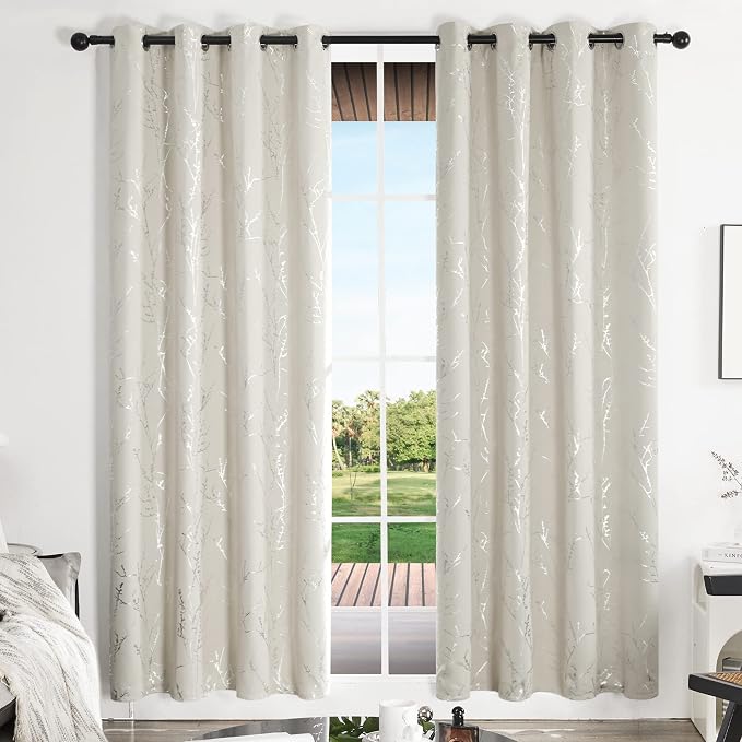 Deconovo Beige Blackout Curtains, Boho Farmhouse Curtain, Thermal Insulated - Image 2