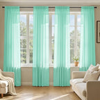 MIULEE Aqua Sheer Curtains 96 Inches Long, 4 Panels Set, Light Filtering Rod by MIULEE