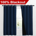NICETOWN 100% Blackout Curtain Panels, Thermal Insulated Black Liner Curtains - Image 2