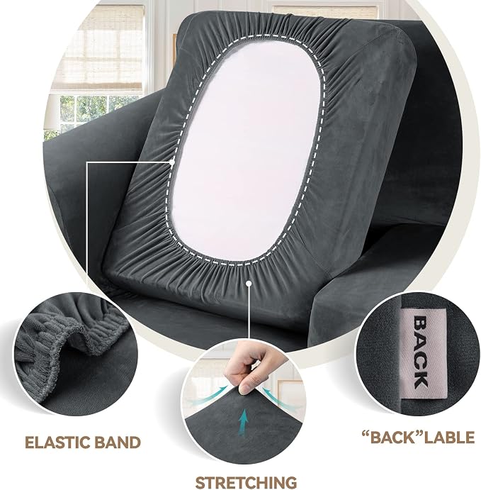 WEERRW 4 Pieces Velvet High Stretch Couch Covers - Image 3