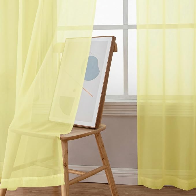 OWENIE Sheer Curtains 63 Inch Length 2 Panels Set - Image 5