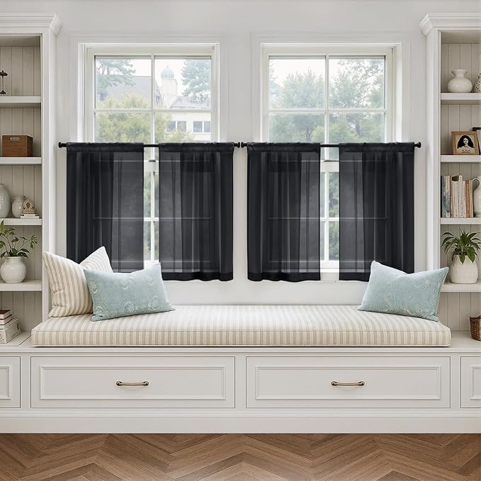 MIULEE Short Curtains 30 Inches Long, 4 Panels Set, Light Filtering Half Window - Image 4