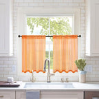 MIULEE 2 Panels Fall Kitchen Tiers Half Window Sheer Curtains-Rod Pocket Voile by MIULEE