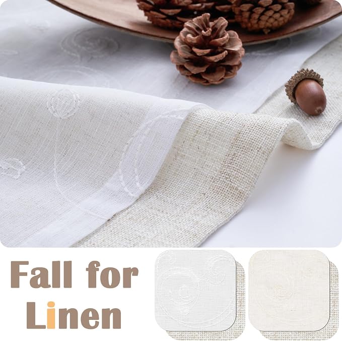 jinchan Linen Valance for Window Embroidered Farmhouse Light Filtering Voile - Image 7
