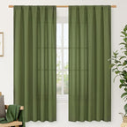 LAMIT Olive Green Linen Curtains by LAMIT