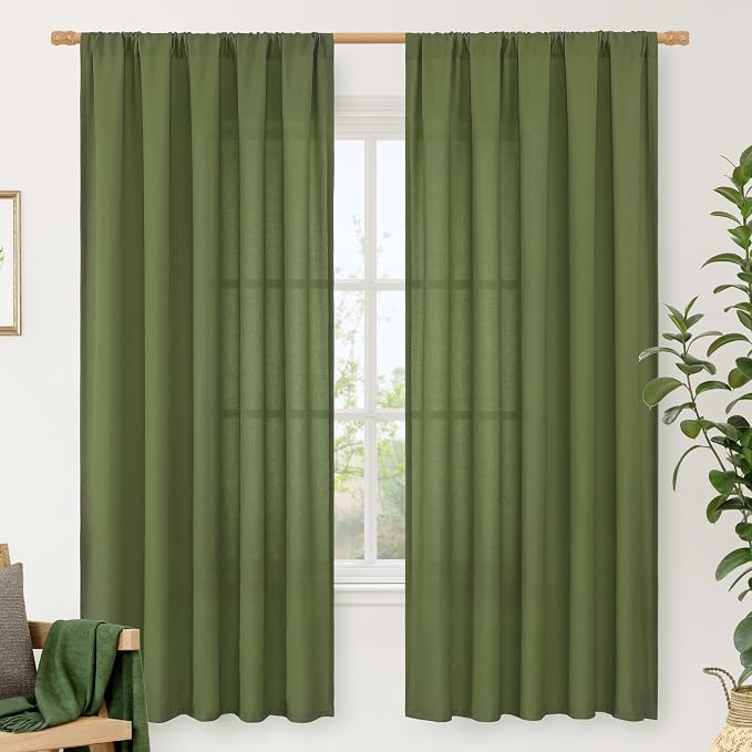 LAMIT Olive Green Linen Curtains by LAMIT