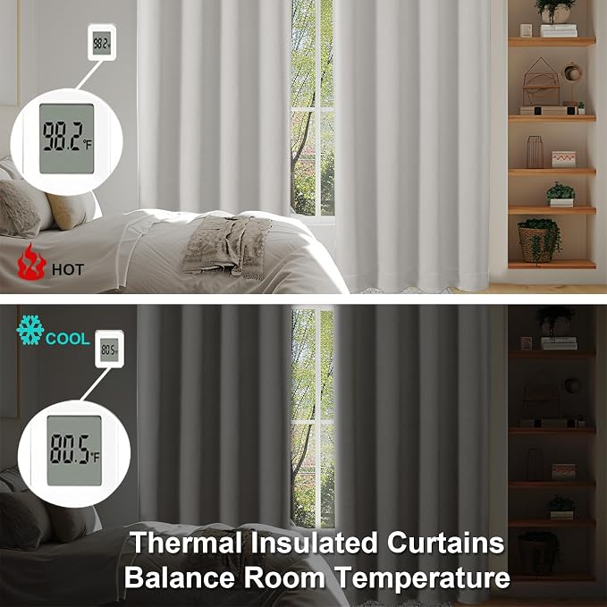 Simplebrand Ava Natural Short 24 Inches Blackout Curtain 2 Panels Set, Half - Image 5