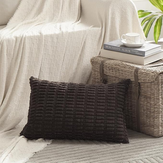 Fancy Homi 4 Packs Boho Dark Brown Decorative Throw Pillow Covers 16x24 Inch - Image 2