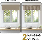 OWENIE Bob Valance Curtains 18 Inch Length 1 Piece, Faux Linen Slub Solid Stone - Image 6