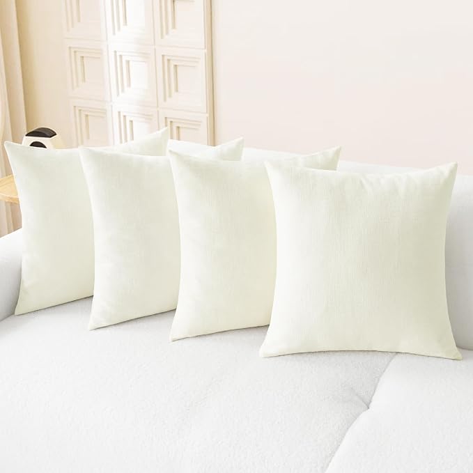 CaliTime Throw Pillow Covers Decorative 18 X 18 Inches Pack of 4 Cozy Chenille by CaliTime