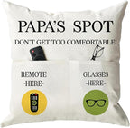ONFAON Papa Gifts Throw Pillow Case, Papa's Spot Throw Pillow Covers 18 x 18 by ONFAON