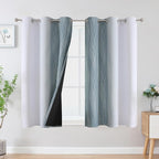 Estelar Textiler Stone Blue and Greyish White Ombre Blackout Curtains 54 Inch - Image 2