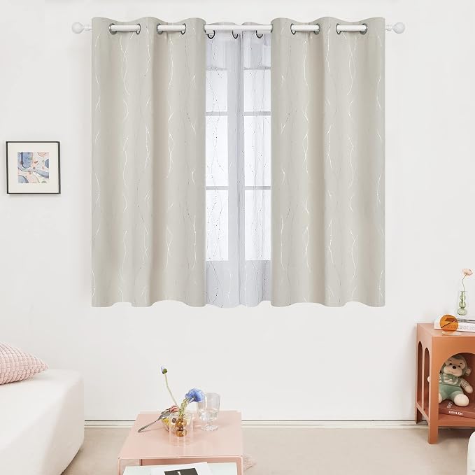 Deconovo Room Darkening Curtains, Light Beige Curtain, Thermal Insulated Noise - Image 2