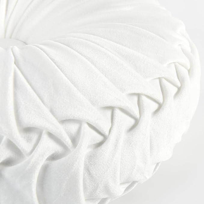 HIG Set of 2 Decorative Round Pleated Throw Pillows, Classy Accent Pumpkin - Image 7