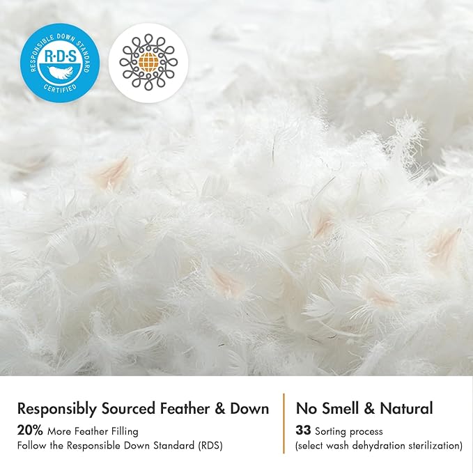 MIULEE Feather Pillow Insert 28x28, Decorative Down Feather Fluffy Throw Pillow - Image 2