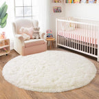 5'x5' Cream Round Rugs for Girls Bedroom, Ultra Soft Fluffy Circle Rug for Kids - Image 9