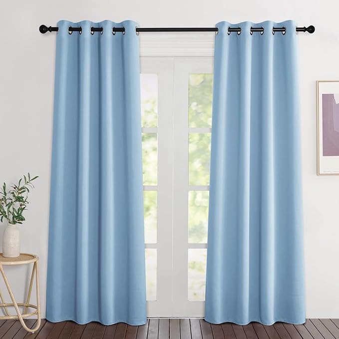 NICETOWN Blue Blackout Curtains 84 inch Length 2 Panels, Grommet Thermal by NICETOWN
