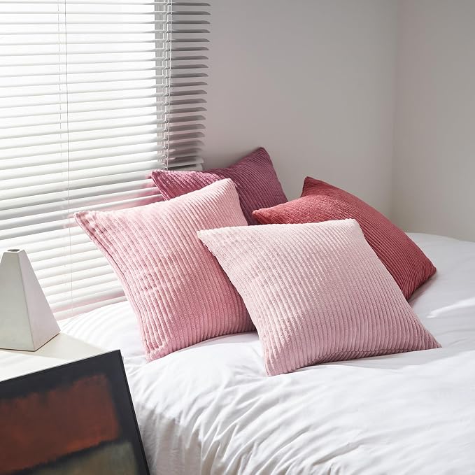 Topfinel Pink Throw Pillows Covers 18x18 Inch Set of 4, Farmhouse Corduroy - Image 5