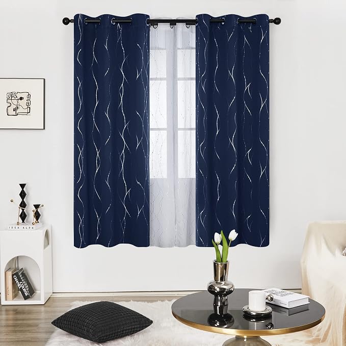 Deconovo Navy Blue Curtains, 38 x 72 Inch, Thermal Insulated Soundproof Privacy - Image 2