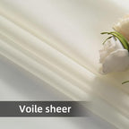 youleyar Solid Sheer Rod Pocket Curtain Voile Draperies 4 Panels Ivory Beige - Image 6