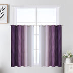 Estelar Textiler Purple and Greyish White Ombre Short Blackout Kitchen Curtains by ESTELARTEXTILER