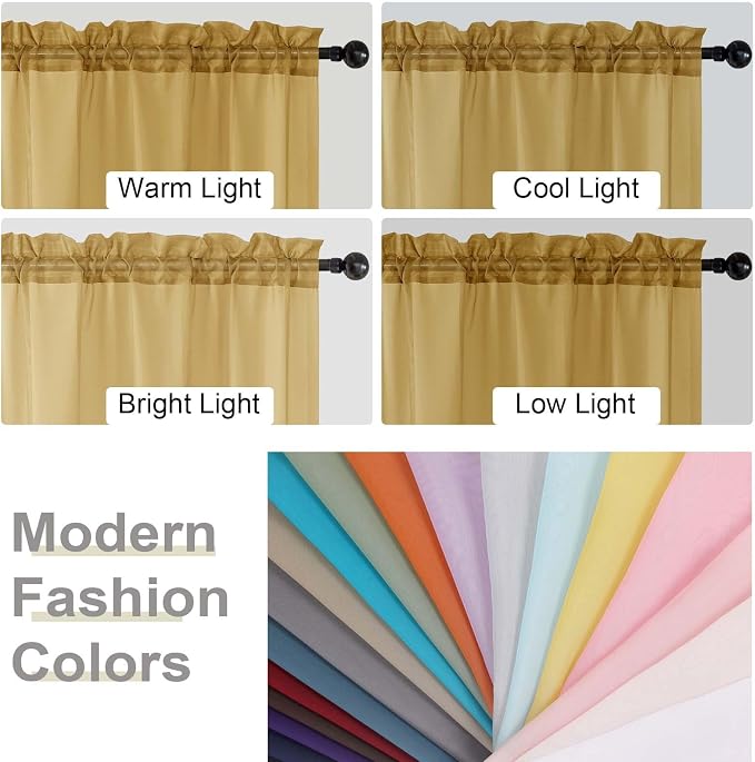 Cafe Curtains 36 Inch Length Tier 2 Pieces, Modern Soft Airy Sheer Kitchen - Image 5