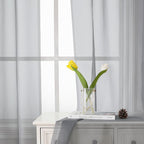 Lecloud Light Grey Sheer Curtains 54 Inch Length 2 Panels, Airy & Breathable - Image 6