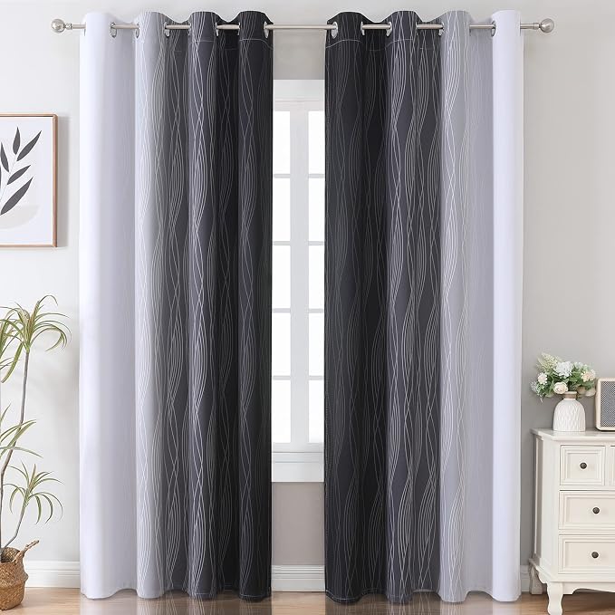 Estelar Textiler Ombre Blackout Curtains 102 Inches Long 2 Panels Set, Full - Image 2