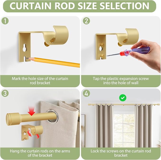 5/8” Diameter Curtain Rods 30-90 Inch, - Image 4