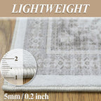 8x10 Rug - Cream & Grey Area Rug - Foldable Non Slip Vintage Rugs - Image 6