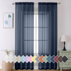 Aiyufeng Sheer Navy Blue Curtains 108 inch Length 2 Panels Set, Airy by Aiyufeng