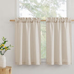 RYB HOME Bathroom Curtains Over Sink 36 inches Length, Linen Blend Semi Sheer by RYBHOME