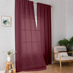 Simplebrand Red Sheer Curtains 96 Inches Long, Light Filtering Rod Pocket Solid by Simplebrand