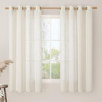 LAMIT Ivory Sheer Linen Curtains 63 inch Length - Image 3