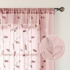HOMEIDEAS Blush Pink Sheer Kitchen Curtains 52 x 45 Inch Length 2 Panels - Image 5
