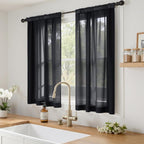 MIULEE Black Sheer Curtains 63 Inches Long, 4 Panels Set, Light Filtering - Image 2