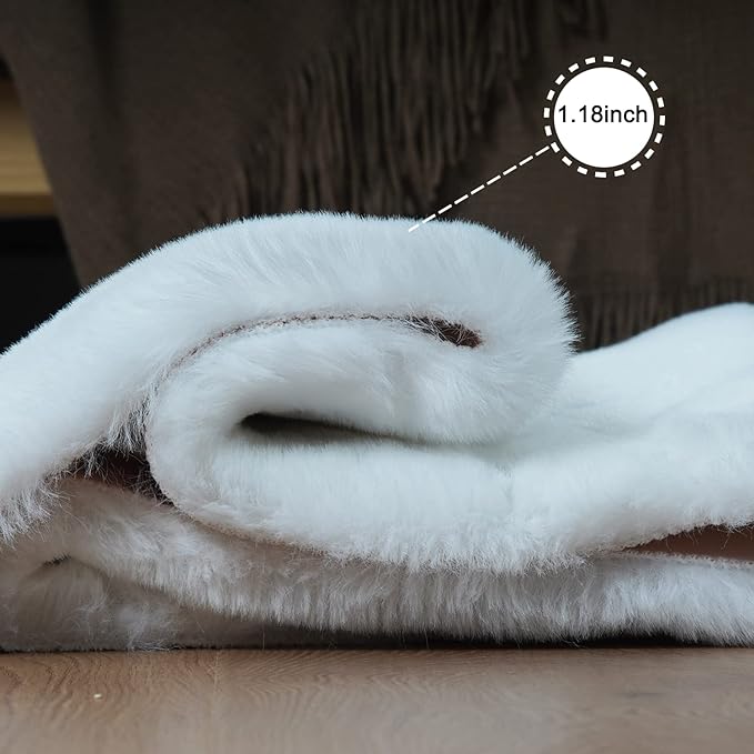 Ghouse Ultra Soft Faux Rabbit Fur Rug, Machine Washable Area Rugs - Image 3