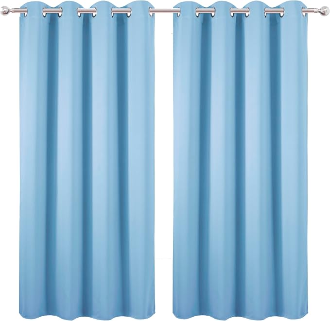LEMOMO Sky Blue Blackout Curtains 66 x 63 Inch Length/Set of 2 Curtain - Image 9
