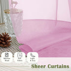 Lecloud Light Pink Sheer Curtains 108 Inches Long 2 Pcs, Airy Light Filtering - Image 8