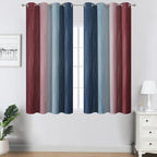 Estelar Textiler Navy Blue and Burgundy Red Ombre Blackout Curtains 54 Inch - Image 2