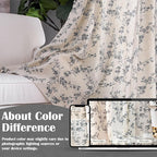 Lazzzy Farmhouse Linen Curtains Black Floral Curtains 63 Inch Length Back Tab - Image 6