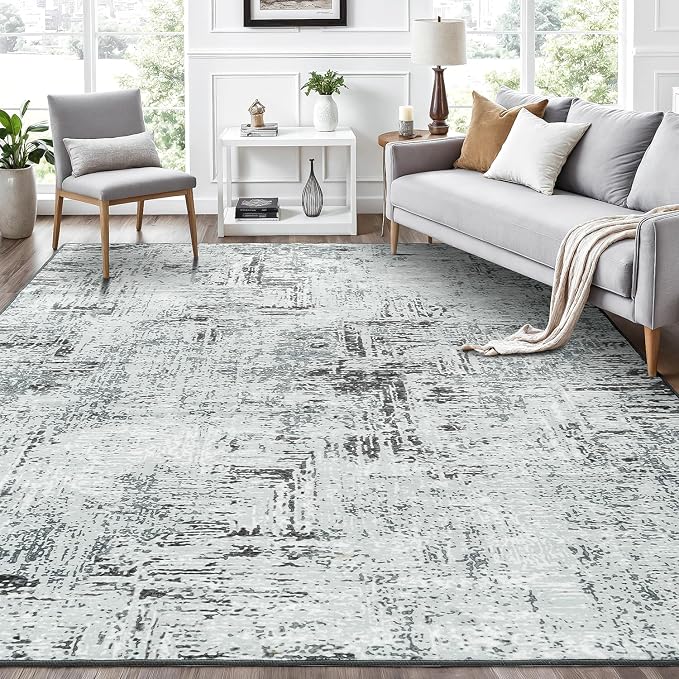 Rugflix 5x7 Washable Area Rugs, Neutral Boho Carpet Living Room Rug Non Slip by RugflixAreaRugs