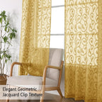 OWENIE Furman Semi Sheer Curtains 72 Inch Length 2 Panels Set, Jacquard Pattern - Image 5