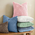 decorUhome Throw Pillow Covers 22x22 Inch Set of 2, Soft Plush Faux Wool Pink - Image 2